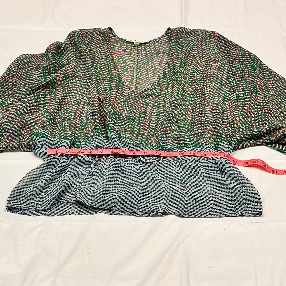CAbi Sheer Multicolored Dolman Sleeve Top ~ Ties at Waist Ladies Size Small EUC - Picture 6 of 12